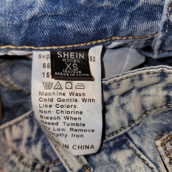 Shein Acid Washed Distressed, Ripped Light Blue Jeans, Women's Size XS - Picture 3 of 4